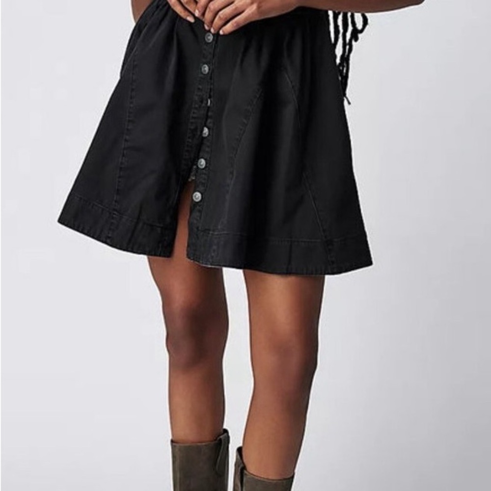 FREE PEOPLE Chester black Denim Mini Dress SIZE M - Picture 5 of 7